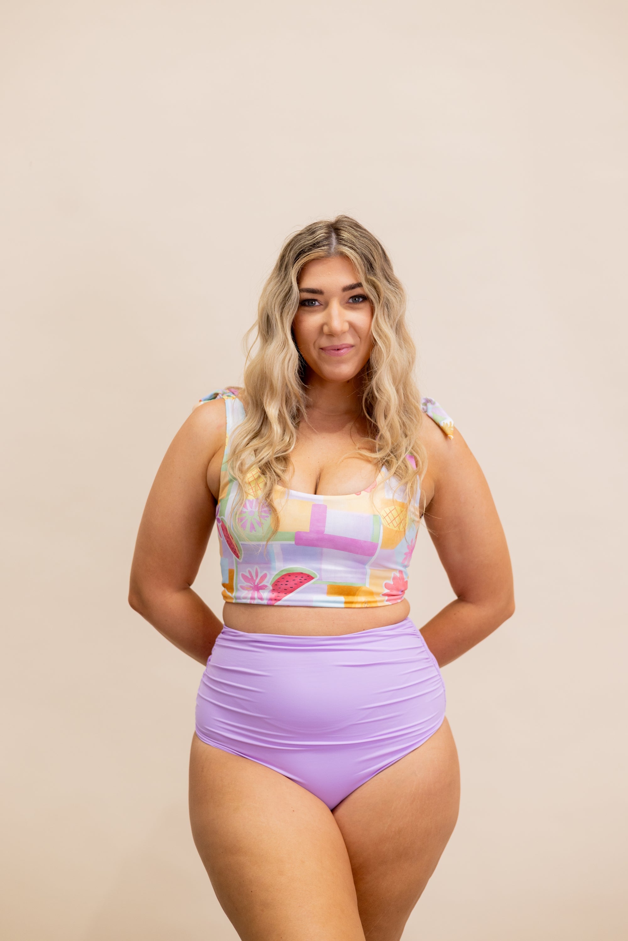 Rosa Bottoms in Lavender Lilac | High Waisted Swimwear