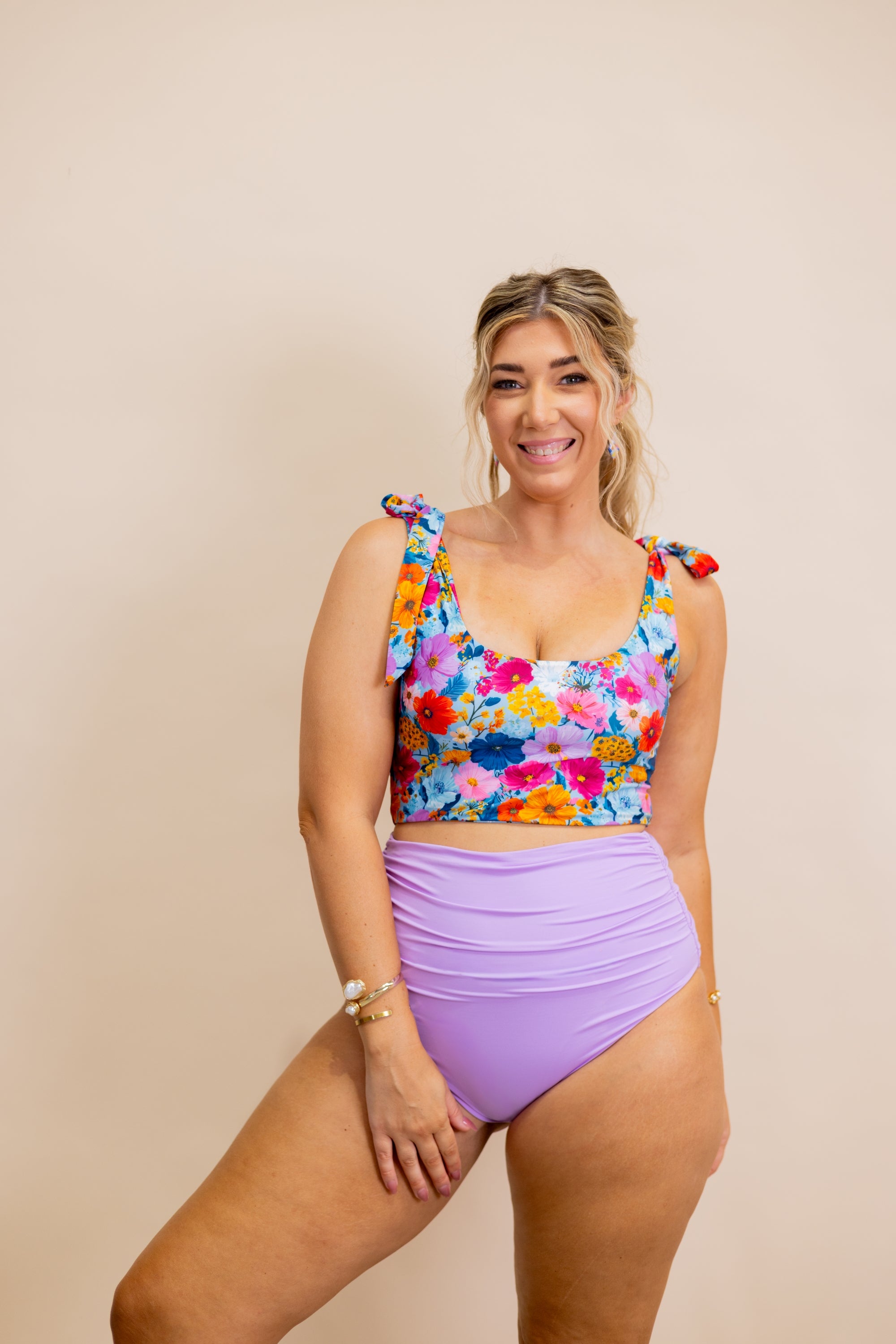 Rosa Bottoms in Lavender Lilac | High Waisted Swimwear